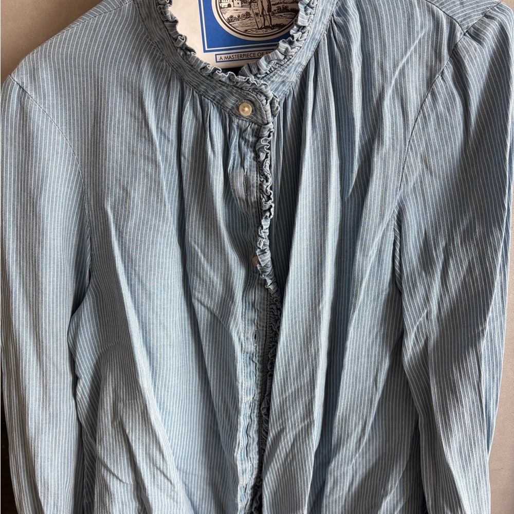Treasure & Bond Blue Striped Button Down Shirt